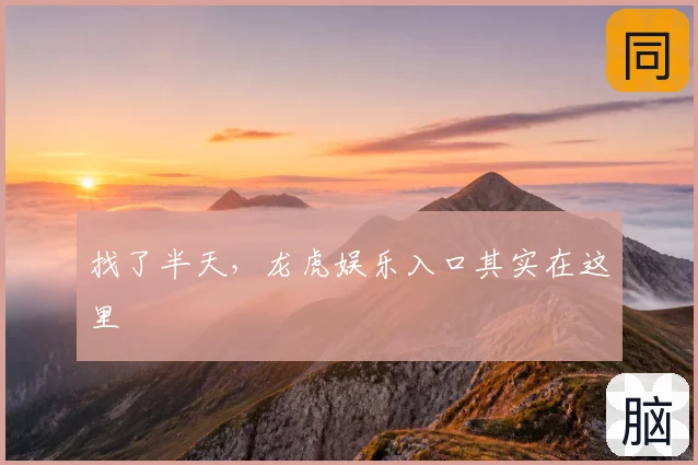 找了半天，龙虎娱乐入口其实在这里